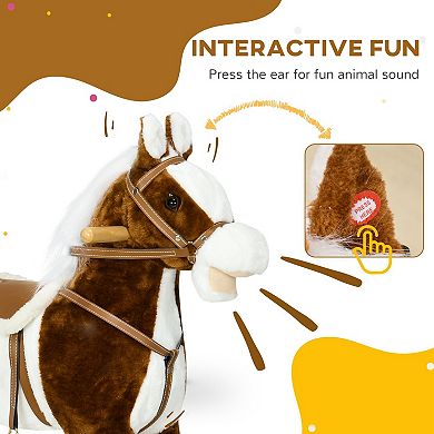 Lufeiya Interactive Plush Rocking Horse with Realistic Sounds, Ride-On Toy with Saddle for Kids