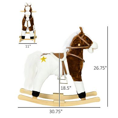 Lufeiya Interactive Plush Rocking Horse with Realistic Sounds, Ride-On Toy with Saddle for Kids