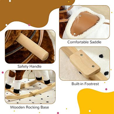 Lufeiya Interactive Plush Rocking Horse with Realistic Sounds, Ride-On Toy with Saddle for Kids