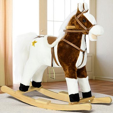 Lufeiya Interactive Plush Rocking Horse with Realistic Sounds, Ride-On Toy with Saddle for Kids