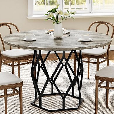 47" Round Farmhouse Table Seats 46, Solid Wood, Modern Kitchen Table