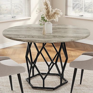 47" Round Farmhouse Table Seats 46, Solid Wood, Modern Kitchen Table