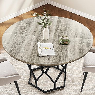 47" Round Farmhouse Table Seats 46, Solid Wood, Modern Kitchen Table