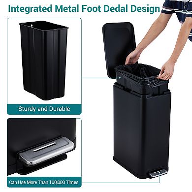 13.2 Gallon (50L) Kitchen Trash Can - Fingerprint-Proof Step Pedal - Removable Inner Bucket