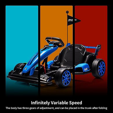 24V Electric Go Kart for Kids, Adjustable Drift Racer with Safety Seat