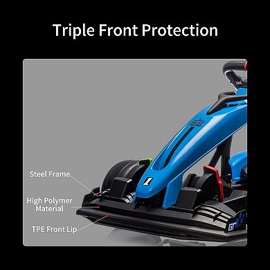 24V Electric Go Kart for Kids, Adjustable Drift Racer with Safety Seat