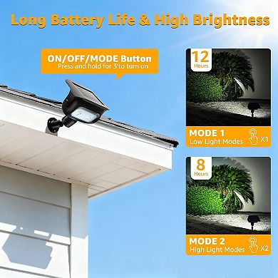 Ollny Solar Spot Lights Outdoor IP65 Waterproof, Auto On/Off 2 Pack Warm White