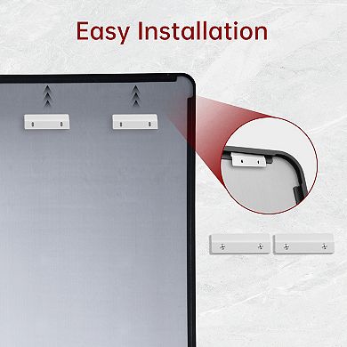 SUMERAIN 36"x36" Rounded Mirror, Matte Black Metal Frame, 4mm Shatterproof Tempered Glass Square