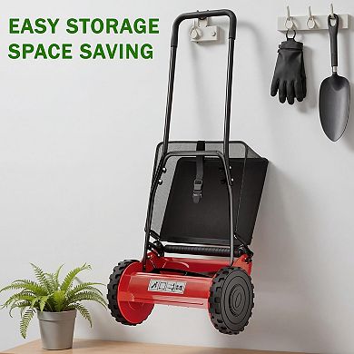 Cordless Walk-Behind Reel Lawn Mower,Manual Push Grass Mower with Steel Frame, Adjustable Height