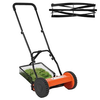 Cordless Walk-Behind Reel Lawn Mower,Manual Push Grass Mower with Steel Frame, Adjustable Height