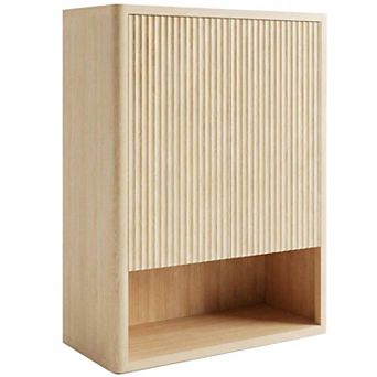 44.5 in Tall Fluted Shoe Cabinet with Doors 5 tier Wooden Storage Organizer with Adjustable Shelves