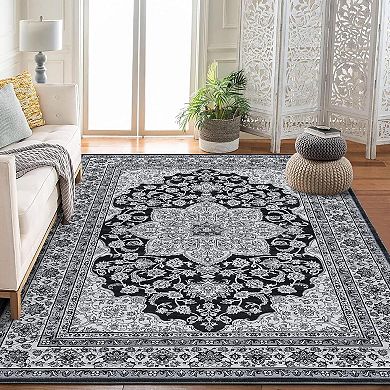 Washble Rug, Stain Resistant Anti Slip Backing Ultra-Thin Rugs