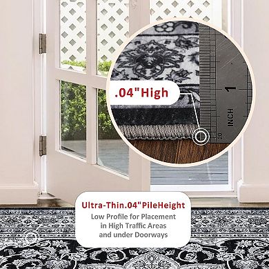 Washble Rug, Stain Resistant Anti Slip Backing Ultra-Thin Rugs