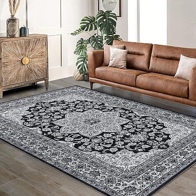 Washble Rug, Stain Resistant Anti Slip Backing Ultra-Thin Rugs