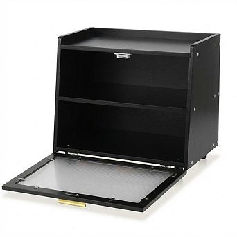 Double Layer Bread Box with Clear Acrylic Door, Large Bread Storage Container, Bread Box