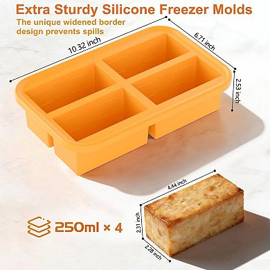 Silicone Freezing Trays 1-Cup Freezer Molds 2pc