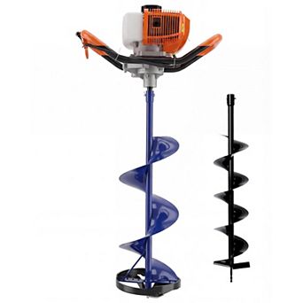 Gas Powered Ice Auger, 52CC 2-Stroke Heavy Duty Ice Fishing Auger with 10-Inch Drill Bit