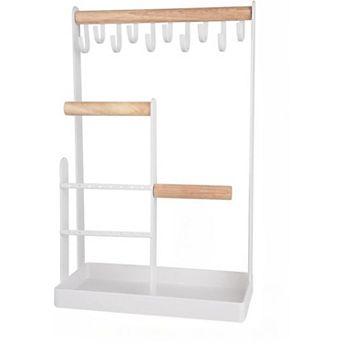 Jewelry Stand Holder Organizer, 4 tier Necklace Holder with Ring Tray, 10 Hooks Necklaces Hanging