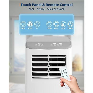 8000 BTU Portable Air Conditioner with Dehumidifier & Remote, Cools up to 350 Sq Ft