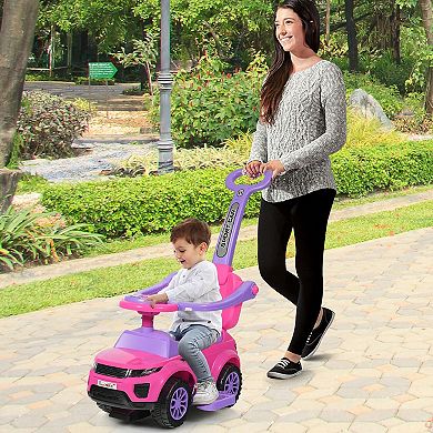 3 in 1 Ride On Push Car Toddler Stroller Sliding Car with Music Pink