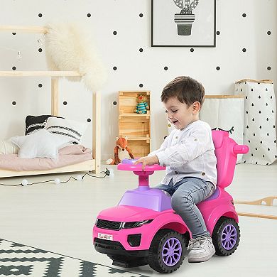 3 in 1 Ride On Push Car Toddler Stroller Sliding Car with Music Pink
