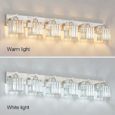 ZLAIQB 44.09" 6-Light Modern Crystal Bathroom Wall Lamp