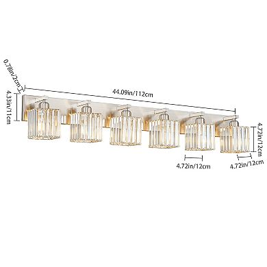 ZLAIQB 44.09" 6-Light Modern Crystal Bathroom Wall Lamp
