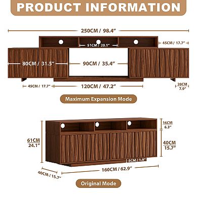 Expandable TV Stand, Adjustable Entertainment Center Media Console with Storage for TVs up to 100"