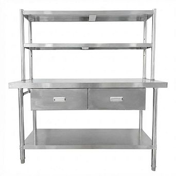 Table with Shelves, Prep Table for Commercial Kitchen, Heavy-Duty Work Tables Workbench for Home