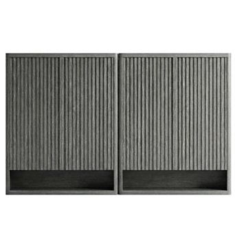 2 Pack Fluted Door Shoe Cabinet Wooden Storage Organizer with Adjustable Shelves