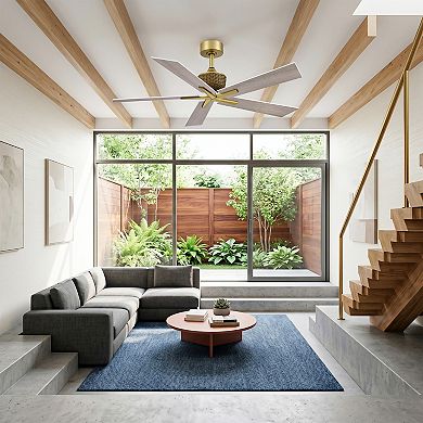 52" Modern Gray 5-Blade Reversible Indoor Outdoor Ceiling Fan with Remote, No Light