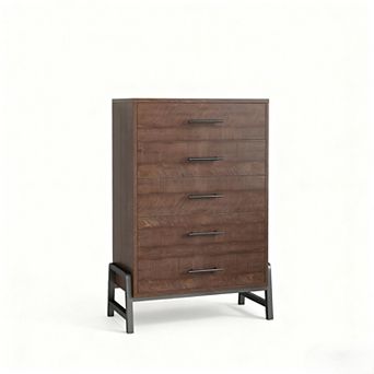 5 Dresser for Bedroom, Drawer with Large Storage Space, Freestanding Wooden Closet