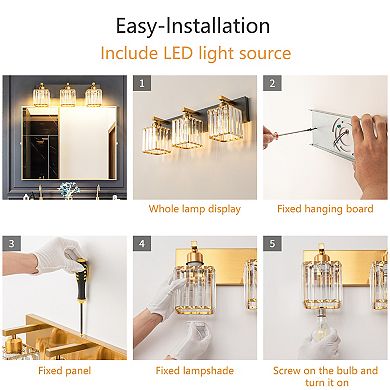 ZLAIQB 20.47" 3-Light Modern Crystal Bathroom Wall Lamp