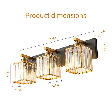ZLAIQB 20.47" 3-Light Modern Crystal Bathroom Wall Lamp