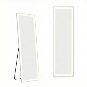 3 Color LED Full Length Mirror 64"x21" Lighted Floor Standing Mirror with Stand