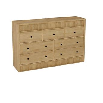 7 Drawer Dresser for Bedroom,Wooden Chest of Drawers, Fluted Storage Organizer