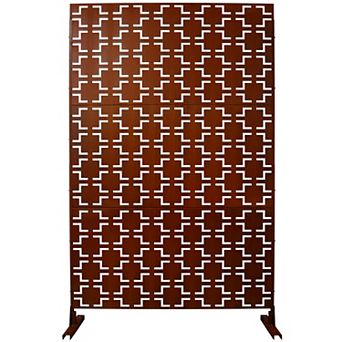 DOMETOURE Rusty 76 in Metal Decorative Freestanding Indoor/Outdoor Privacy Screen
