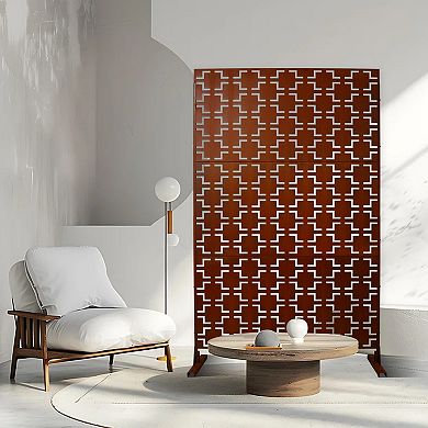 DOMETOURE Rusty 76-in. Metal Decorative Freestanding Indoor/Outdoor Privacy Screen