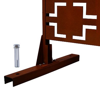 DOMETOURE Rusty 76-in. Metal Decorative Freestanding Indoor/Outdoor Privacy Screen