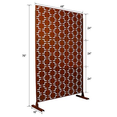 DOMETOURE Rusty 76-in. Metal Decorative Freestanding Indoor/Outdoor Privacy Screen