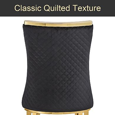Black Velvet Dining Chairs with Gold Legs Set of 2