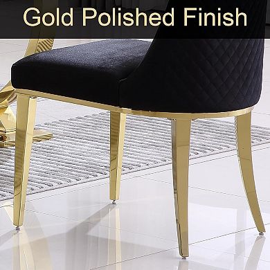 Black Velvet Dining Chairs with Gold Legs Set of 2