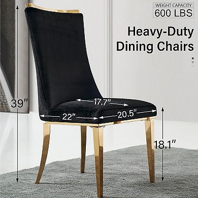 Black Velvet Dining Chairs with Gold Legs Set of 2