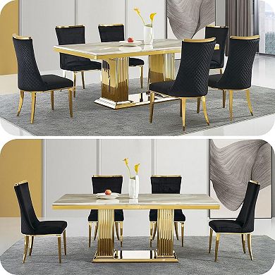 Black Velvet Dining Chairs with Gold Legs Set of 2