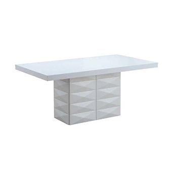 Kings Brand Furniture Modern White Dining Table With Diamond Pedestal Base