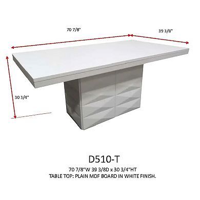 Kings Brand Furniture Modern White Dining Table With Diamond Pedestal Base