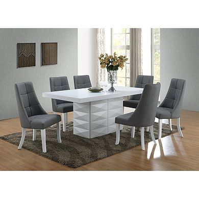 Kings Brand Furniture Modern White Dining Table With Diamond Pedestal Base
