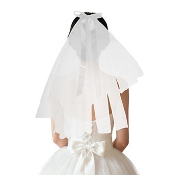 Long Butterfly Streamer Hair Clip Wedding Veil White 1 pc