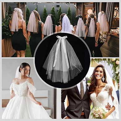 Long Butterfly Streamer Hair Clip Wedding Veil White 1 Pc