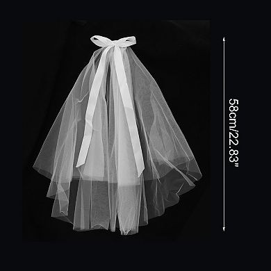 Long Butterfly Streamer Hair Clip Wedding Veil White 1 Pc